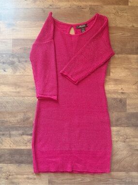 mandee Metallic Fuchsia Knit Dress